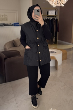 Siyah HUE ŞİŞME YELEK 1571