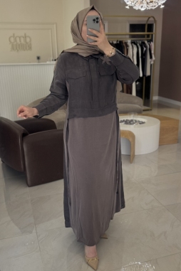 Kahverengi BAĞCIKLI DENİZ YILDIZI ELBİSE