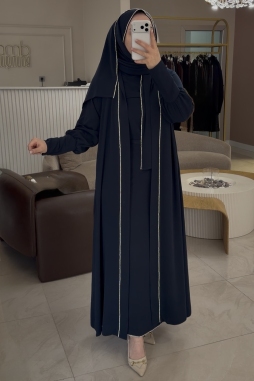 Lacivert Gece Model 4Lü Abaya Set