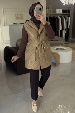 Camel TAŞ İŞLEME KAPİŞON YELEK
