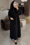 Nuraa Collections Siyah Luna Özel Taş İşleme Abaya
