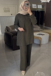 Nuss Haki Taşlı Pantolonlu Takım 1019