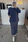 İndigo Kırışık Detay Takım 1061
