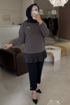 Tıg Trıko Gri Pilise Detaylı Tunik