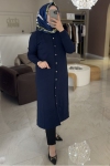 Lacivert Uzun Düz Hırka