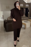 Ghisa Kahverengi Fırfır Merserize Tunik
