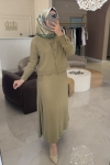 Haki Keten Tencel Etekli Takım