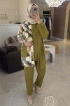 Yeşil Kimono Emprime 3Lü Takım