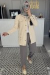Bej Yıldız İşleme Kot Ceket 6044