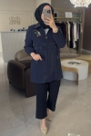 Selinada Lacivert Sabit Broş Detaylı Giy-Çık