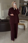 Nuss Bordo İpek Kupra Şerit Takım