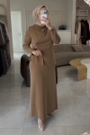 Nuss Camel Aksesuar Detaylı Elbise 2051