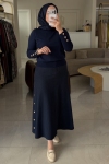 Nuss Lacivert Omzu Düğmeli Merserize Tunik 203