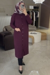 Nuss Bordo Uzun Düz Hırka