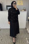 Siyah TAŞ İŞLEME GÖMLEK