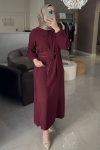 Nuss Bordo Cep Detaylı Yakalı Elbise 2005 