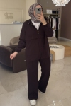 Merwish Kahverengi Modal Basıc Sweatshirt Takım