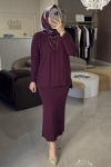 Nuss Bordo Kazayağı Kalem Etek Takım 1350