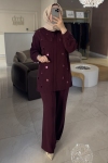 Nuss Mürdüm Pullu Ve Taş İşlemeli Takım 1031