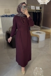 Nuss Bordo Bel Bağcık Detaylı Elbise