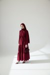 Bordo 3 Broş Krep Elbise