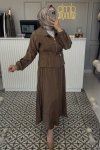 Kahverengi Jakar Etek Ceket Takım 1039