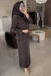 Kahverengi CEKETLİ İPEK ELBİSE TAKIM 