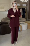 Esswaap Bordo 3&Amp;#039;Lü Şerit Detaylı Ceket Pantolon Takım
