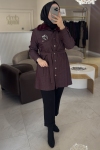 Selinada Bordo 4205 Bordo Kürk Detay Kap