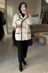 Tıg Trıko Vanilin Çizgi Detaylı Rayon Ceket