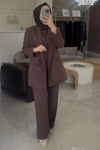 Lısa Exclusıve Kahverengi Blazer Üçlü Takım