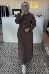 Kahverengi Kemerli Elbise 2343Elb