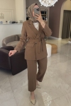 Merwish Kahverengi Blazer Ceket Takım