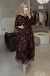 Lıssmore Bordo Benek Desenli Elbise