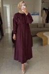 Jenne Premium Bordo Şal Desen Elbise