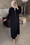 Siyah KEMERLİ İÇ GEÇİŞLİ ELBİSE 2001
