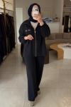 Nuss Lacivert Broş Detaylı Pantolon Takım 