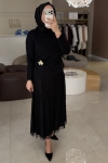 Ghisa Siyah Broş Detaylı Bluz