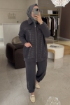 Tıg Trıko Gri File Kaplamalı Pantolonlu Takım