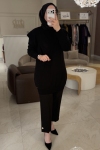 Ghisa Siyah Fırfır Merserize Tunik