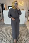 Antrasit Kupra Detay Elbise - 2044