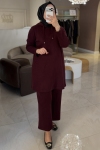 Esswaap Bordo Triko Pantolonlu Takım