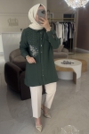 Yeşil Göğüs İşleme Detay Tunik