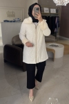 Selinada Beyaz Kolları Kürklü Payetli Ceket