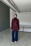 Bordo Poplin Düğme Gömlek