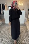 Siyah Kupra Detay Elbise - 2044