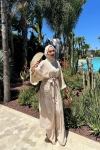 Bej 1443 Kimono Keten Takım
