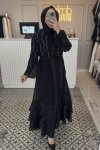 Siyah İnci İşleme Abaya