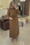 Nuss Camel Gold Düğme Detay Elbise 2007