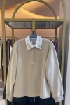 Bej YAKA TAŞLI SWEAT 